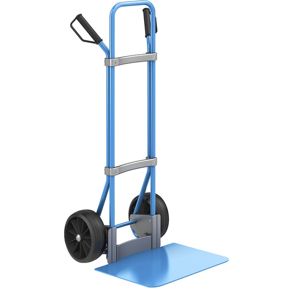 EUROKRAFT Sackkarre GO, blau Schaufel-BxT 450 x 500 mm, blau Vollgummibereifung