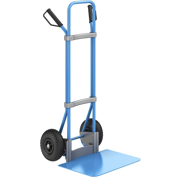 EUROKRAFT Sackkarre GO, blau Schaufel-BxT 450 x 500 mm, blau Luftbereifung