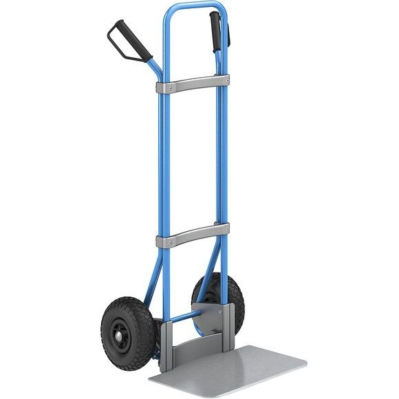 EUROKRAFT Sackkarre GO, blau Schaufel-BxT 450 x 350 mm, verzinkt Luftbereifung, ab 2 Stk