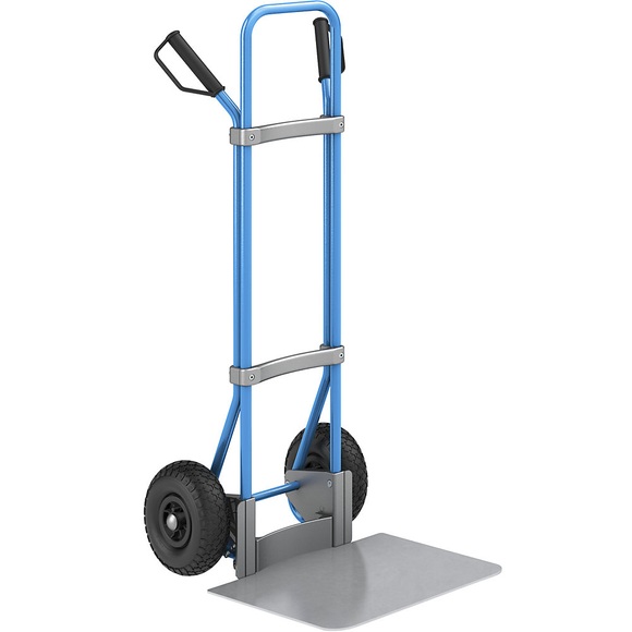 EUROKRAFT Sackkarre GO, blau Schaufel-BxT 450 x 500 mm, verzinkt Luftbereifung, ab 5 Stk