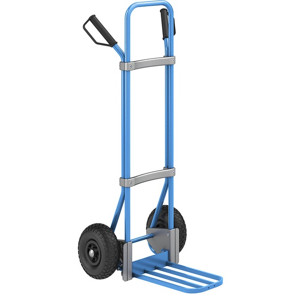 EUROKRAFT Sackkarre GO, blau Paketschaufel-BxT 430 x 250 mm, blau Luftbereifung, ab 2 Stk
