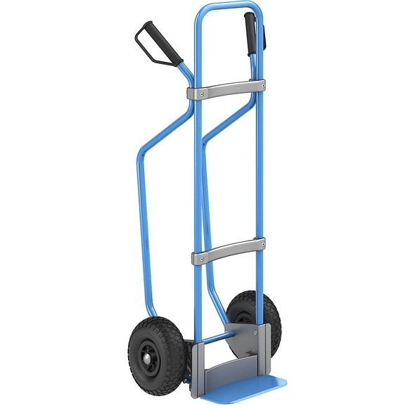 EUROKRAFT Sackkarre mit Kufen, blau Schaufel-BxT 280 x 140 mm, blau Luftbereifung