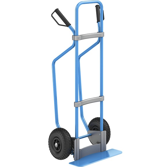 EUROKRAFT Sackkarre mit Kufen, blau Schaufel-BxT 450 x 160 mm, blau Luftbereifung