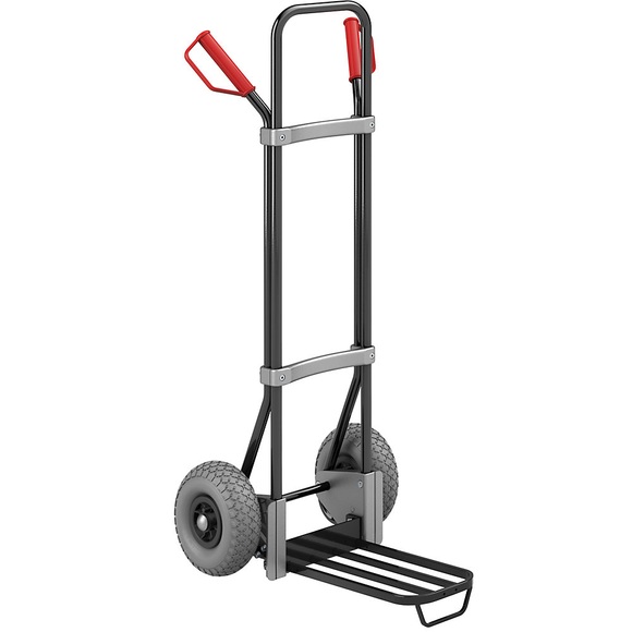 EUROKRAFT Stahl-Sackkarre, schwarz Paketschaufel-BxT 430 x 250 mm, schwarz, mit Griff PU-Bereifung, ab 2 Stk