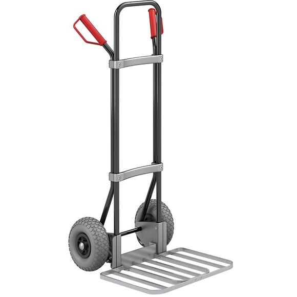EUROKRAFT Stahl-Sackkarre, schwarz Paketschaufel-BxT 430 x 450 mm, verzinkt PU-Bereifung
