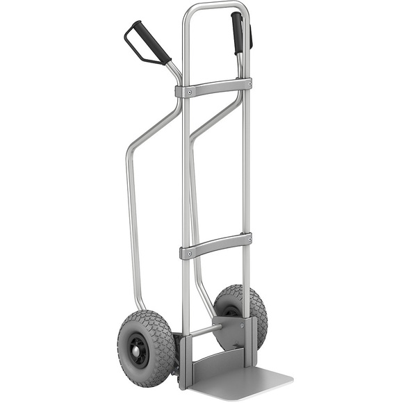 EUROKRAFT Aluminium-Sackkarre GO mit Kufen Schaufel-BxT 280 x 250 mm, Alu PU-Bereifung, ab 5 Stk