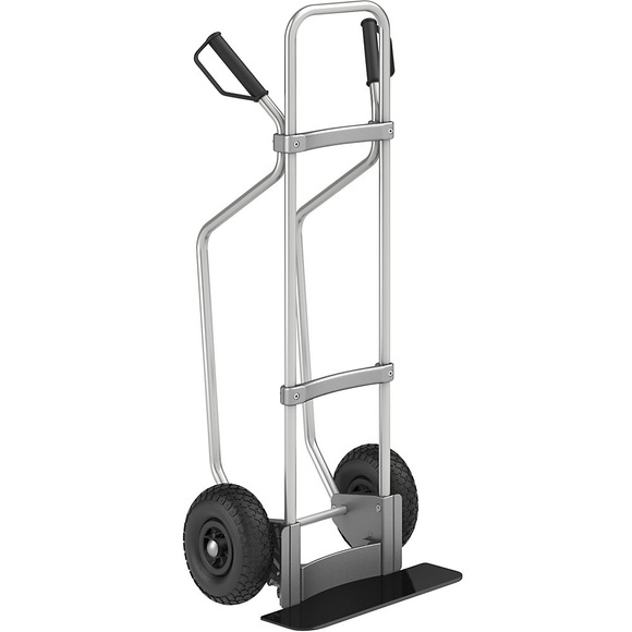 EUROKRAFT Aluminium-Sackkarre GO mit Kufen Schaufel-BxT 450 x 160 mm, schwarz Luftbereifung, ab 2 Stk