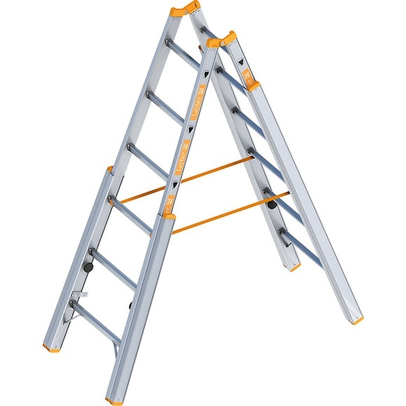Treppen-Stehleiter mit Niveauausgleich, beidseitig begehbar 6 Sprossen
