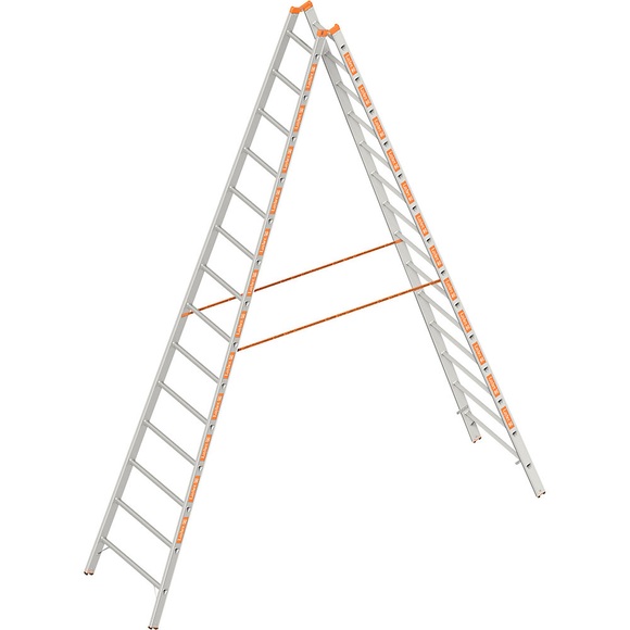 Sprossen-Stehleiter beidseitig begehbar 2 x 14 Sprossen