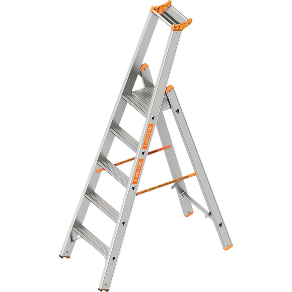 Stufen-Stehleiter einseitig begehbar 5 Stufen inkl. Plattform