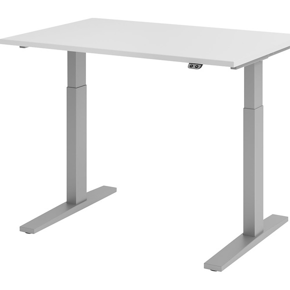 UPLINER-K - Schreibtisch, elektrisch höhenverstellbar 700 - 1200 mm, BxT 1200 x 800 mm Platte lichtgrau