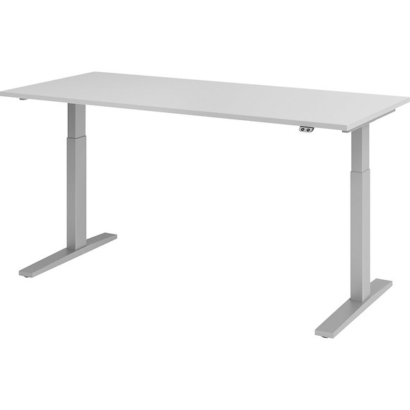 UPLINER-K - Schreibtisch, elektrisch höhenverstellbar 700 - 1200 mm, BxT 1800 x 800 mm Platte lichtgrau