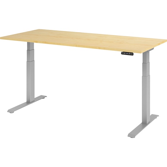 UPLINER-K - Schreibtisch, elektrisch höhenverstellbar 640 - 1290 mm, BxT 1800 x 800 mm Platte Ahorn-Dekor