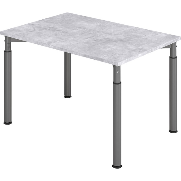 VERA-ZWO - Schreibtisch mit 4-Fuß-Gestell, höhenverstellbar, BxT 1200 x 800 mm, Platte Beton-Optik, Gestell graphit