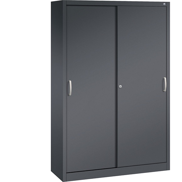 CP ACURADO Schiebetürenschrank 3 Fachböden, 2 Schließfächer, HxBxT 1950 x 1200 x 400 mm schwarzgrau