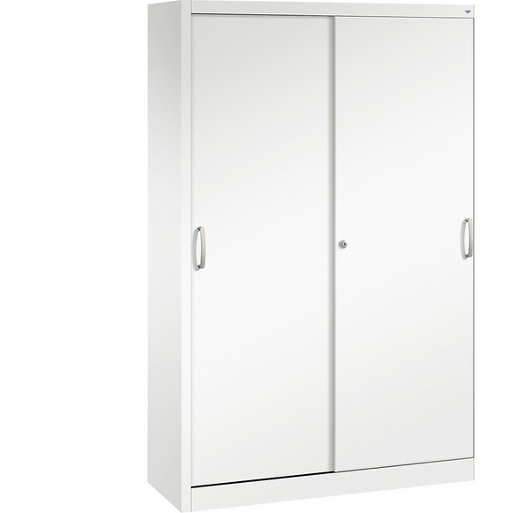 CP ACURADO Schiebetürenschrank 3 Fachböden, 2 Schließfächer, HxBxT 1950 x 1200 x 400 mm verkehrsweiß