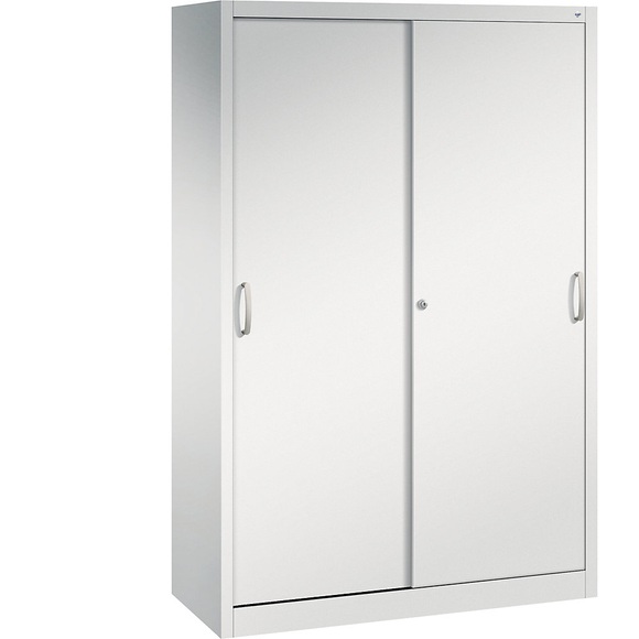 CP ACURADO Schiebetürenschrank 3 Fachböden, 2 Schließfächer, HxBxT 1950 x 1200 x 500 mm lichtgrau
