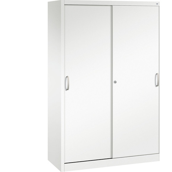 CP ACURADO Schiebetürenschrank 3 Fachböden, 2 Schließfächer, HxBxT 1950 x 1200 x 500 mm verkehrsweiß