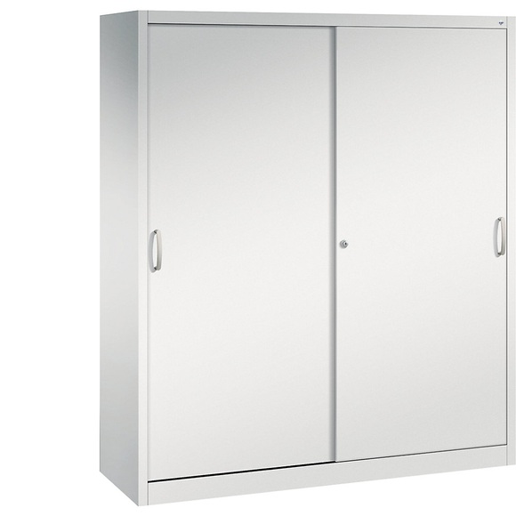 CP ACURADO Schiebetürenschrank 6 Fachböden, 2 Schließfächer, HxBxT 1950 x 1600 x 500 mm lichtgrau
