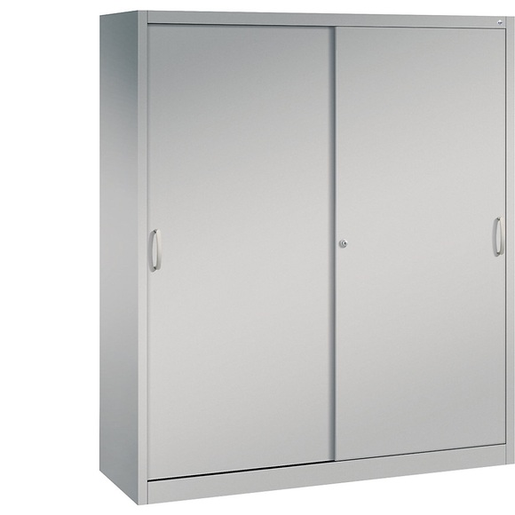 CP ACURADO Schiebetürenschrank 6 Fachböden, 2 Schließfächer, HxBxT 1950 x 1600 x 500 mm weißalu