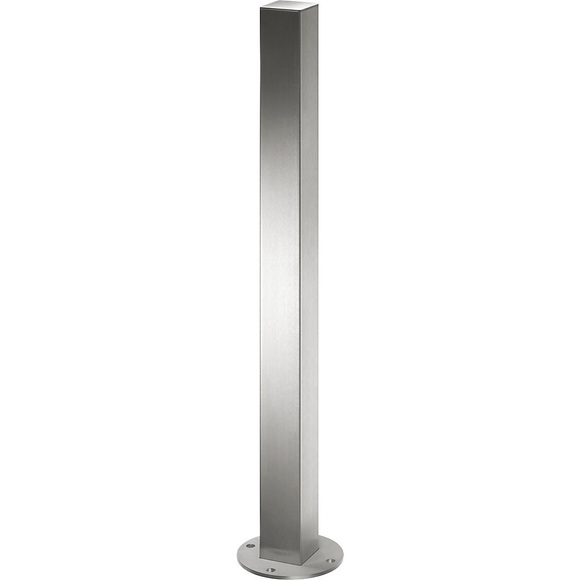 Edelstahl-Sperrpfosten mit Flachkopf mit Bodenplatte zum Aufdübeln, 70 x 70 mm