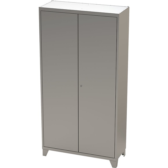 Edelstahl-Flügeltürenschrank mit Stollenfüßen