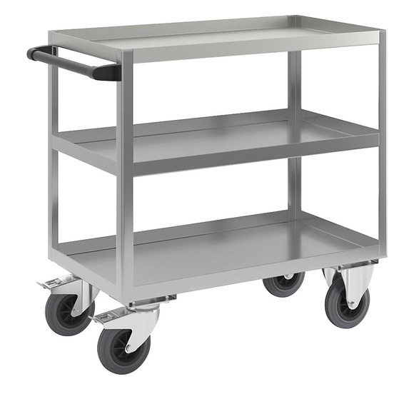 EUROKRAFT Edelstahl-Transportwagen LxB 900 x 500 mm, Gesamthöhe 915 mm Tragfähigkeit 350 kg
