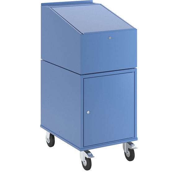 EUROKRAFT Rollpult mit Schrank inkl. 2 Fachböden Farbe Lichtblau RAL 5012