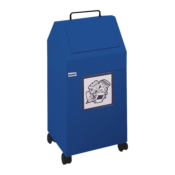 Wertstoffbehälter Volumen 45 l, BxHxT 320 x 710 x 310 mm, fahrbar Stahlblech, blau RAL 5010