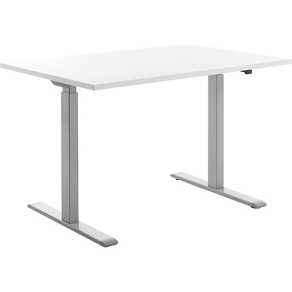 Topstar Schreibtisch, elektrisch höhenverstellbar BxT 1200 x 800 mm Platte weiß, Gestell grau