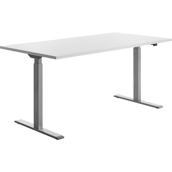 Topstar Schreibtisch, elektrisch höhenverstellbar BxT 1600 x 800 mm Platte weiß, Gestell grau