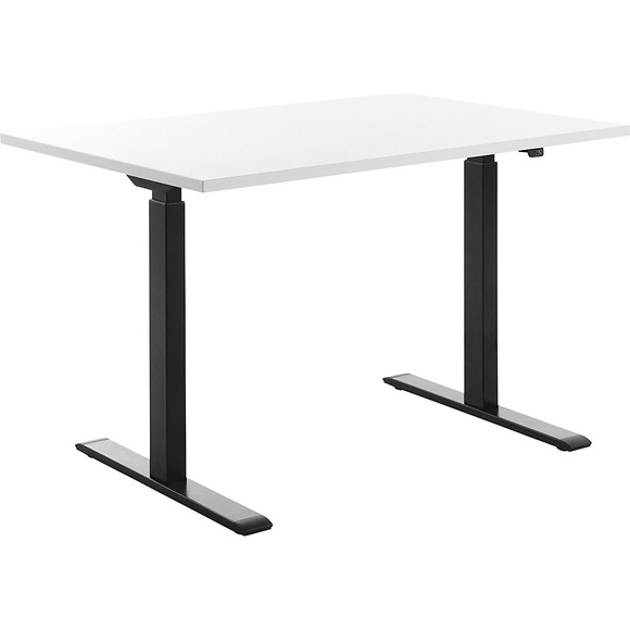 Topstar Schreibtisch, elektrisch höhenverstellbar BxT 1200 x 800 mm Platte weiß, Gestell schwarz