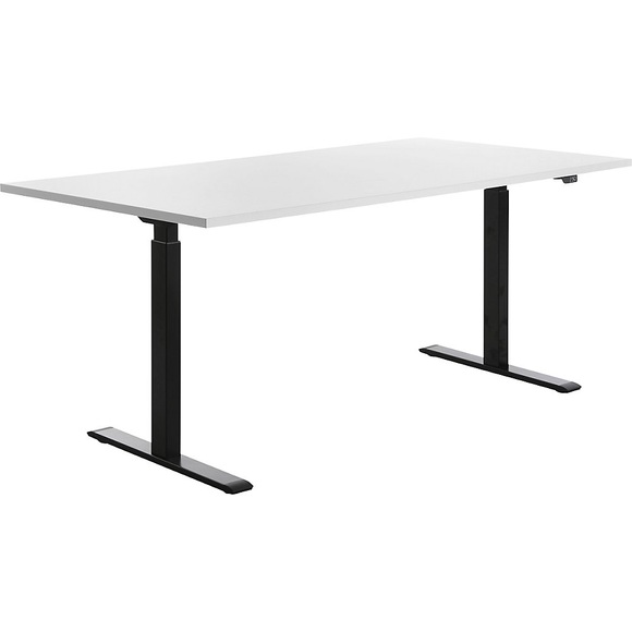 Topstar Schreibtisch, elektrisch höhenverstellbar BxT 1800 x 800 mm Platte weiß, Gestell schwarz