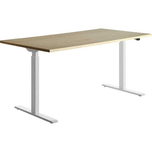 Topstar Schreibtisch, elektrisch höhenverstellbar BxT 1600 x 800 mm Platte Ahorn-Dekor, Gestell weiß