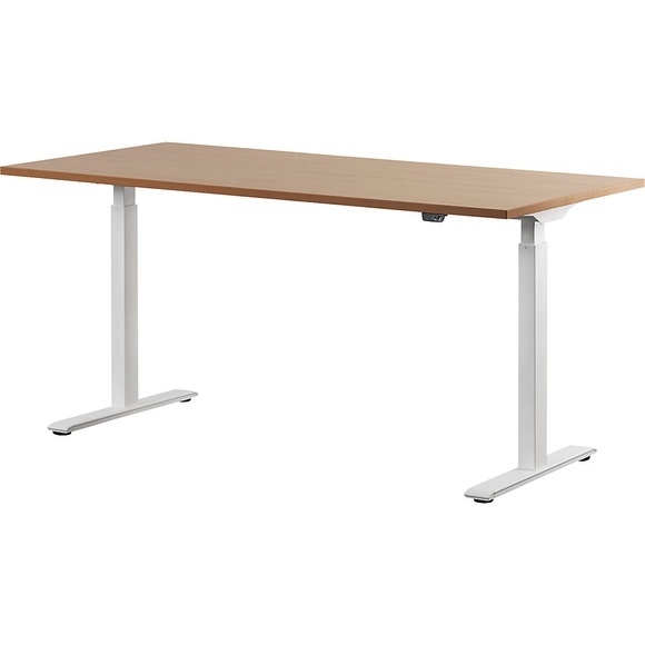 Topstar Schreibtisch, elektrisch höhenverstellbar BxT 1600 x 800 mm Platte Buche-Dekor, Gestell weiß
