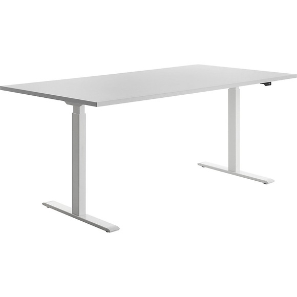 Topstar Schreibtisch, elektrisch höhenverstellbar BxT 1800 x 800 mm Platte lichtgrau, Gestell weiß