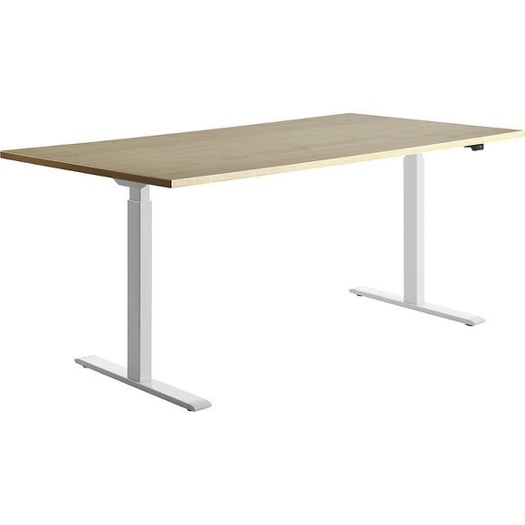 Topstar Schreibtisch, elektrisch höhenverstellbar BxT 1800 x 800 mm Platte Ahorn-Dekor, Gestell weiß