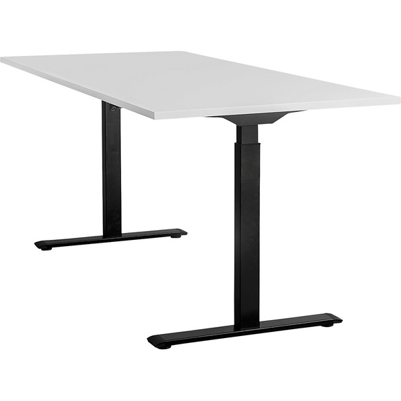 Topstar Schreibtisch, elektrisch höhenverstellbar BxT 1800 x 800 mm Platte lichtgrau, Gestell schwarz