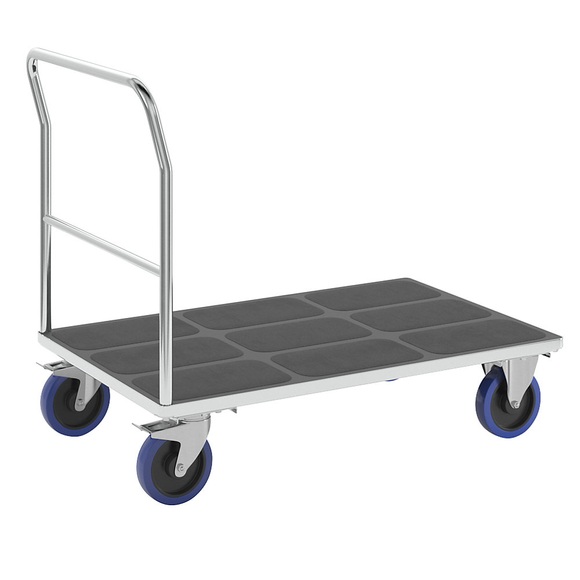 EUROKRAFTpro Plattformwagen mit Rohrschiebebügel, Ladeflächen-LxB 1250 x 800 mm, Vollelastik