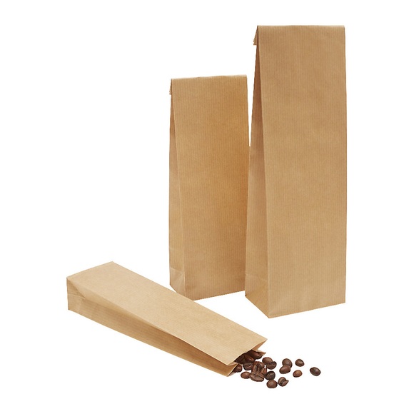 Blockbodenbeutel, aus Kraftpapier, Pergamentersatz, LxB 205 x 70 mm, VE 1000 Stk