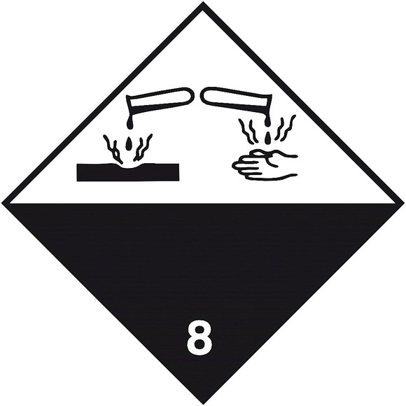 Gefahrgutaufkleber, Ätzende Stoffe (Gefahr der Klasse 8), ohne Text, VE 500 Stk, weiß, ab 2 VE
