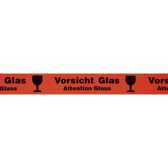 Warn-Klebeband, Aufdruck Vorsicht Glas/Attention Glass, VE 36 Stk, Bandbreite 50 mm