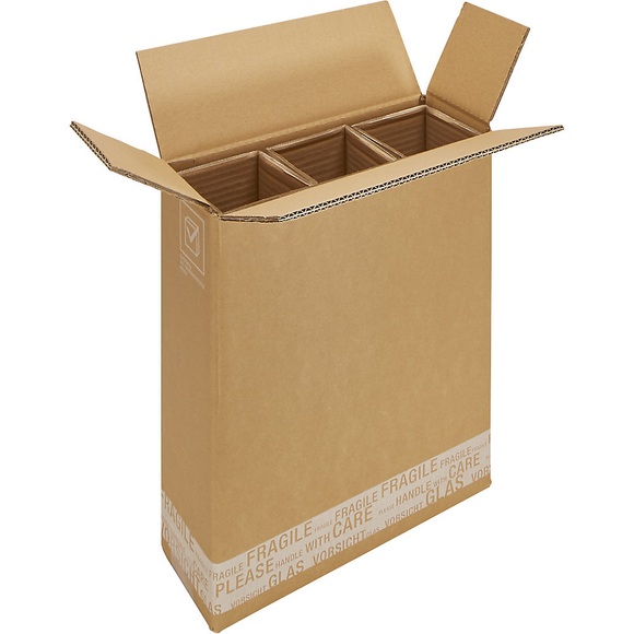 Flaschenkarton Post/DHL, VE 10 Stk, Innenmaße 305 x 110 x 369 mm, für 3 Flaschen