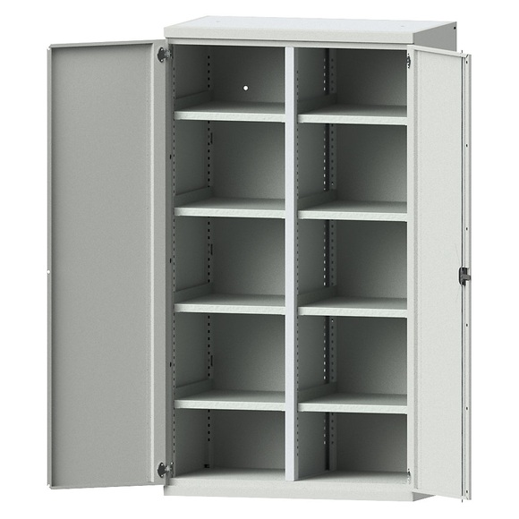 EUROKRAFTpro Schwerlastschrank aus Stahl, 8 Fachböden, lichtgrau/lichtgrau
