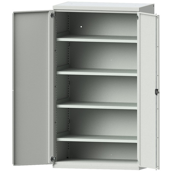 EUROKRAFTpro Schwerlastschrank aus Stahl, 4 durchgehende Fachböden, lichtgrau/lichtgrau