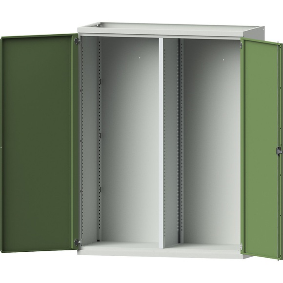 EUROKRAFTpro Schwerlastschrank JUMBO aus Stahlblech, Leerschrank mit Mitteltrennwand, lichtgrau/resedagrün