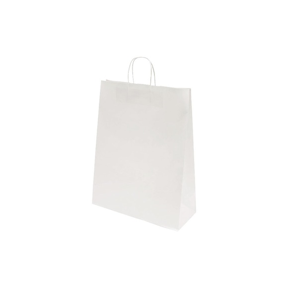 Papiertragetasche, zeitlos, Außen-LxB 420 x 140 mm, VE 150 Stk, weiß, 100 g/m²