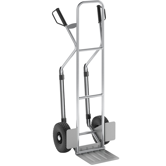 EUROKRAFT Premium-Sackkarre aus Aluminium Modell XL: große und klappbare Schaufel mit praktischen Gleitkufen