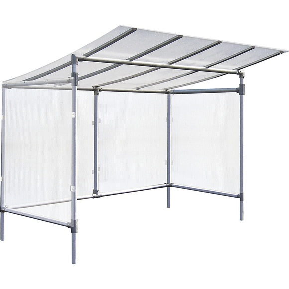 PROCITY Fahrradüberdachung ECO, Grundmodell mit Rück- und Seitenverkleidung, Breite 2453 mm, silber