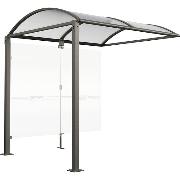 PROCITY Fahrradüberdachung mit Glas, Erweiterung mit Rückwand, anthrazitgrau